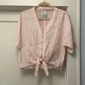 Rails Pink Striped Tie-Front Top